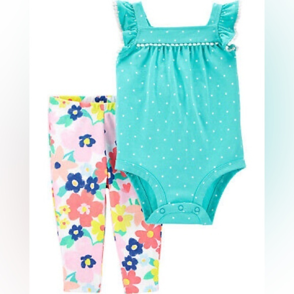 Carters baby girl two piece outfit tank top and pant set floral size 3 months